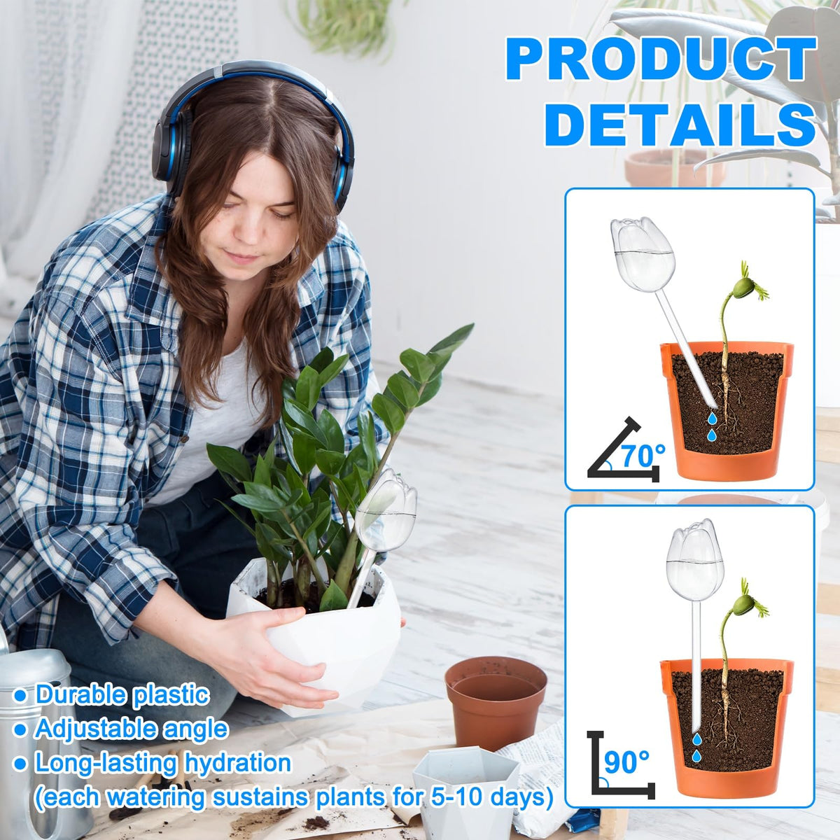 M METERXITY 4-Pack Plant Watering Globes, 9.4 Inch Plastic Self Watering Planter Insert for Indoor/Outdoor Plants, Self Water Devices [Transparent]