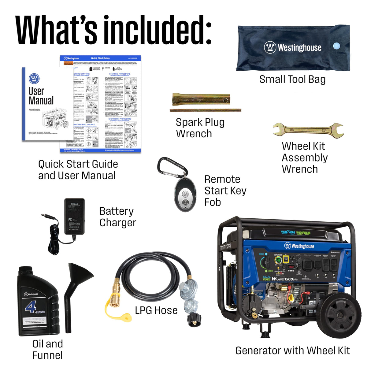 Westinghouse Outdoor Power Equipment 14500 Peak Watt Dual Fuel Home Backup Portable Generator, Remote Electric Start, Transfer Switch Ready, Gas and Propane Powered