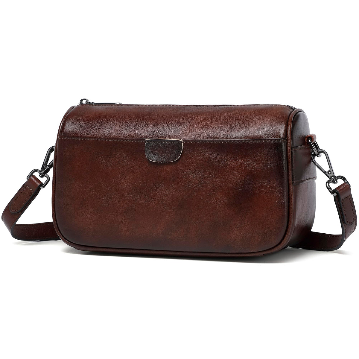 Genuine Leather Crossbody Purses Bag for Women,Travel Casual Handbag Bag, Small Shoulder Cross body Purse with Two Adjustable Straps (Coffee)