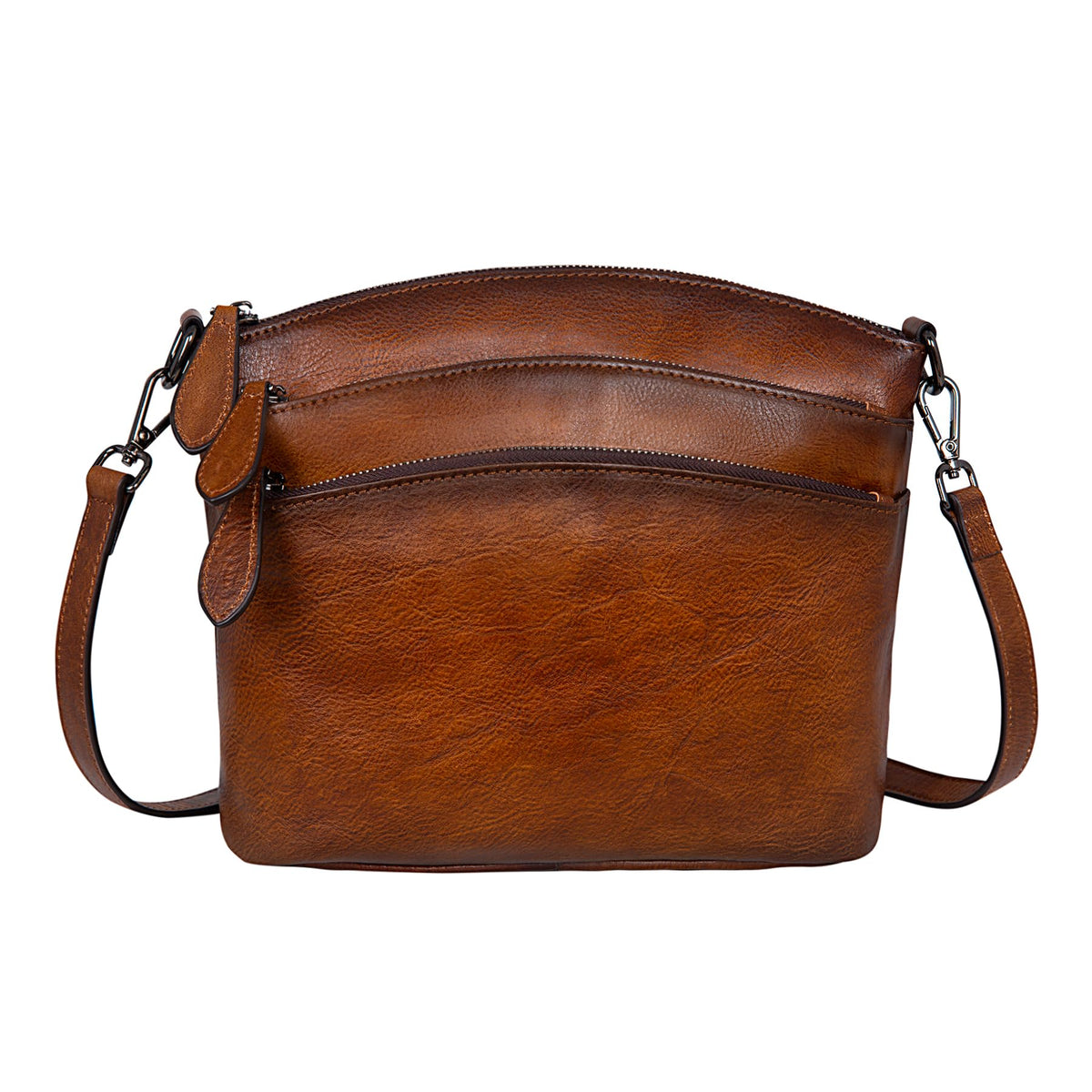 HESHE Leather Crossbody Bags for Women Vintage Satchel Bags Leather Purses and Handbags Small Shoulder Handbags Sling Pocket Bag Hobo Purse Designer Travel Bags (Brown)
