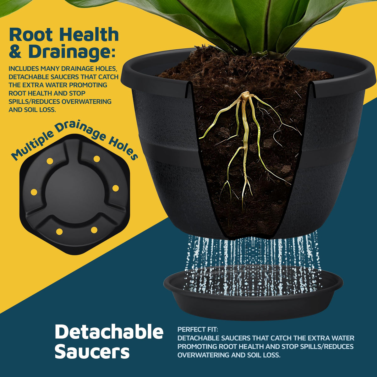 10-Inch Whiskey Barrel Planters Outdoor Pack of 25 - Durable Plastic Plant Pots for Indoor & Outdoor Use with Drainage & Saucer, Lightweight Rustic Barrel Planters for Flowers, Herbs & Small Plants