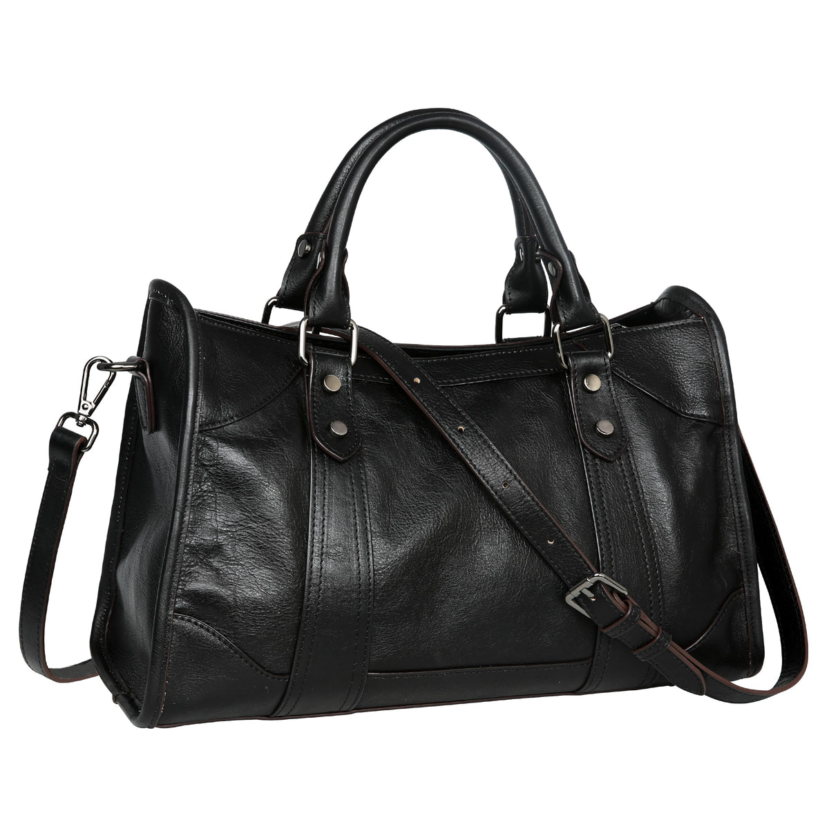 Iswee Black Genuine Leather Purse Crossbody Bags for Women Hobo Bags Designer Shoulder Bag and Handbag Satchel Purses Tote Women Top-handle Bag (Black)