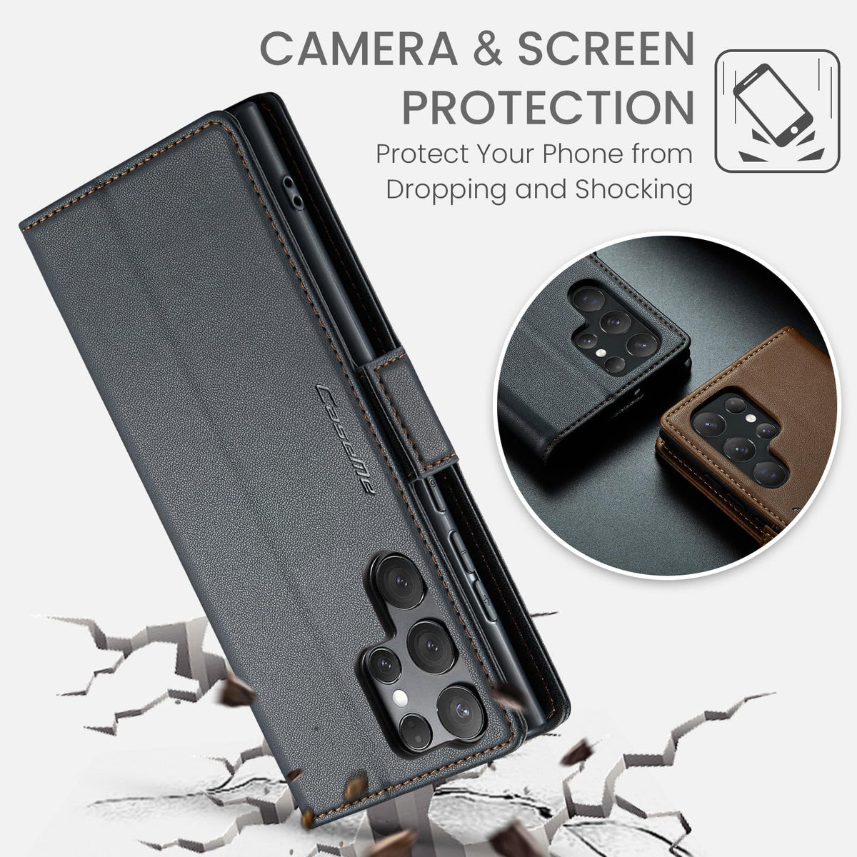 SINIANL for Samsung Galaxy S25 Ultra Wallet Case with RFID Blocking, S25 Ultra Case Wallet for Men Women with Card Holder Magnetic Clasp Kickstand Leather Book Folio Case for Galaxy S25 Ultra Black