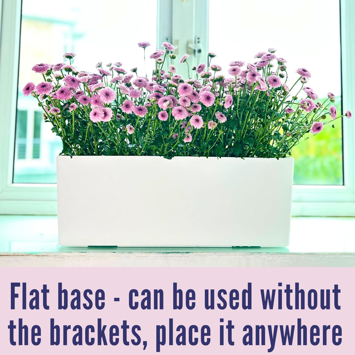LaLaGreen Bundle- 2 Pack, 12 Inch White Geometric Self Watering Pot + 4 Pack, 20 Inch Rectangular Planter Box Hanging Stylish Modern Wall Mount Flower Succulent Vase Holder Balcony Porch Indoor Decor