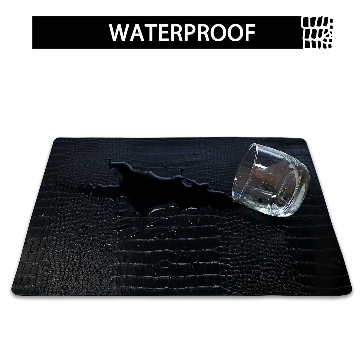 Set of 4 Faux Leather Placemats, PU Table Mats, Waterproof, Stain Resistant, Heat Resistant, Easy to Clean for Kitchen Dining Table,Conference Table