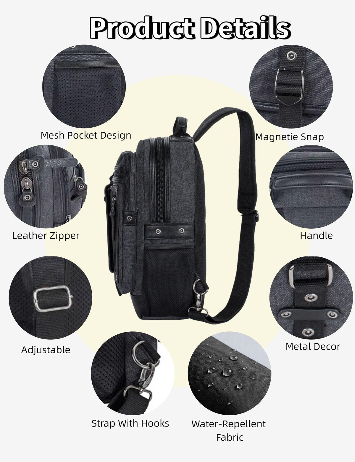 Schkleier Messenger Bag for Men Canvas Sling Bag Crossbody Backpack Laptop Shoulder Bag Hiking Daypacks Casual Tactical