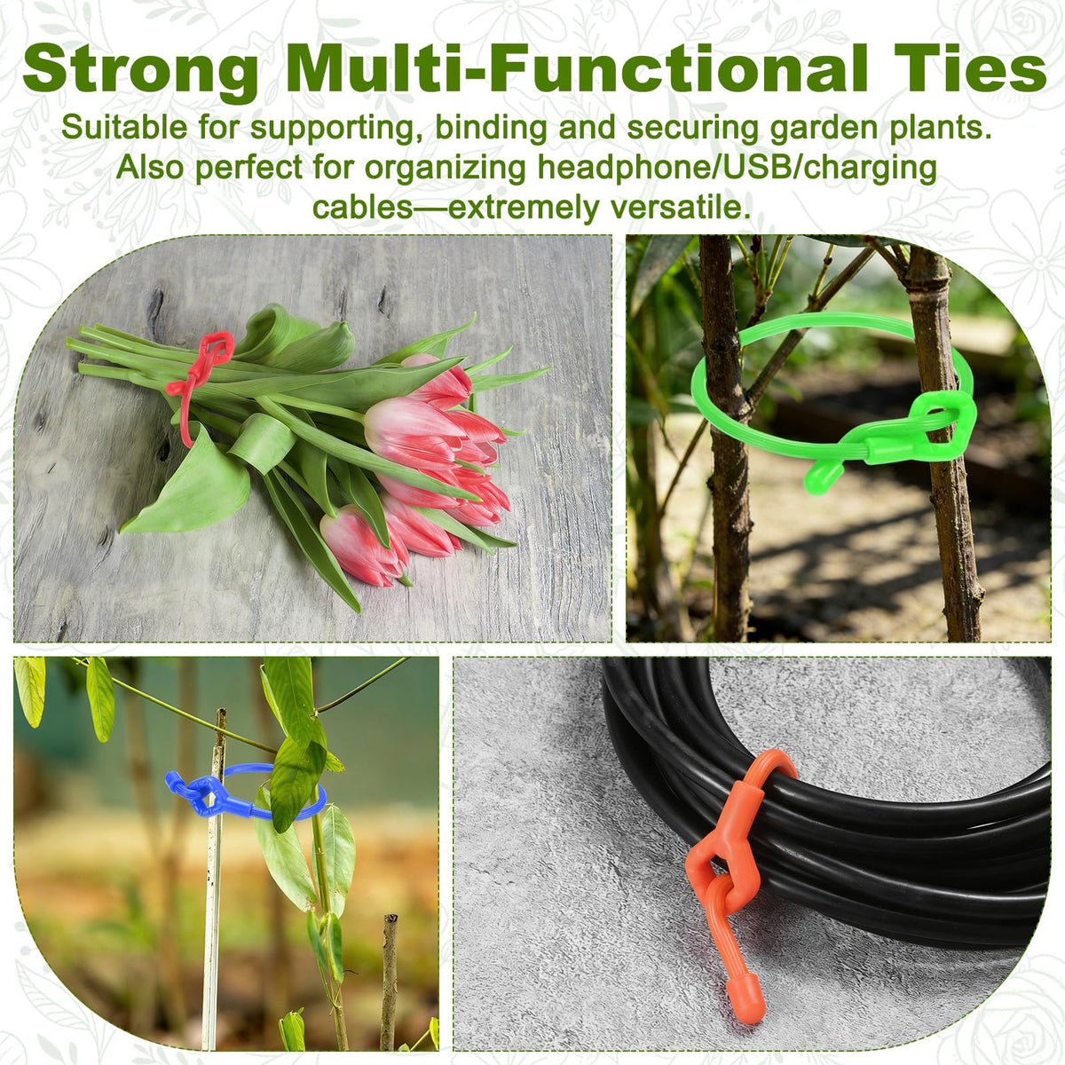 M METERXITY 12-Pack Adjustable Plant Ties, 12inch/30.48cm Silicone Flexible Multi-Function Sturdy Garden Twist Tie for Plant Support/Tree/Shrub/Vine, Reusable Support Twine [Blue]