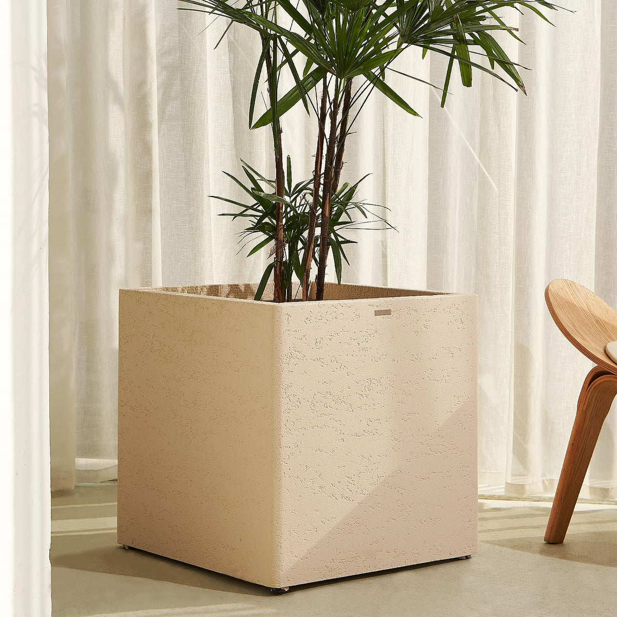 TerraDeco 20 Inch Square Concrete Planter（20Lx20Wx20H，48 Pounds）,Durable All-Weather Use with Drainage Holes,Large Square Planter for Outdoor Indoor Plants