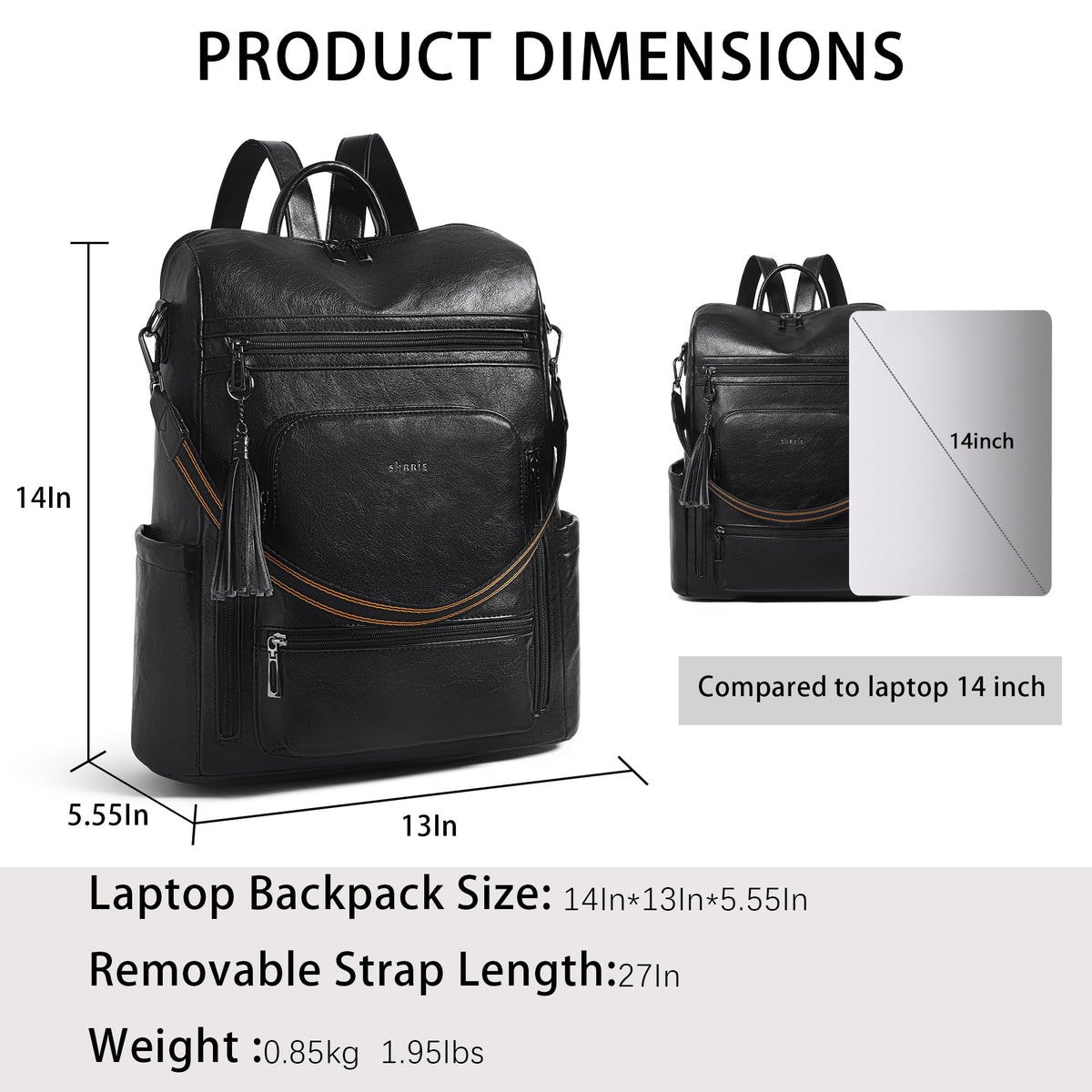 Shrrie Vegan Leather Laptop Backpack for Women 15.6 inch Work Backpack Fashion Travel Backpack Purse for Business College