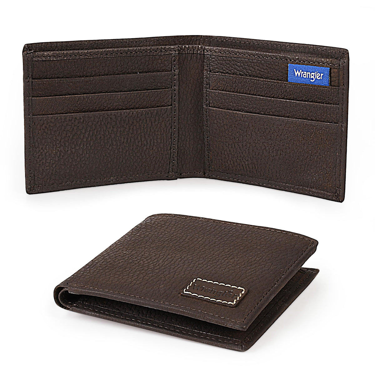 Wrangler Bifold Wallet for Men, Slim Casual Genuine Leather Purse, RFID Blocking, Gift for Him