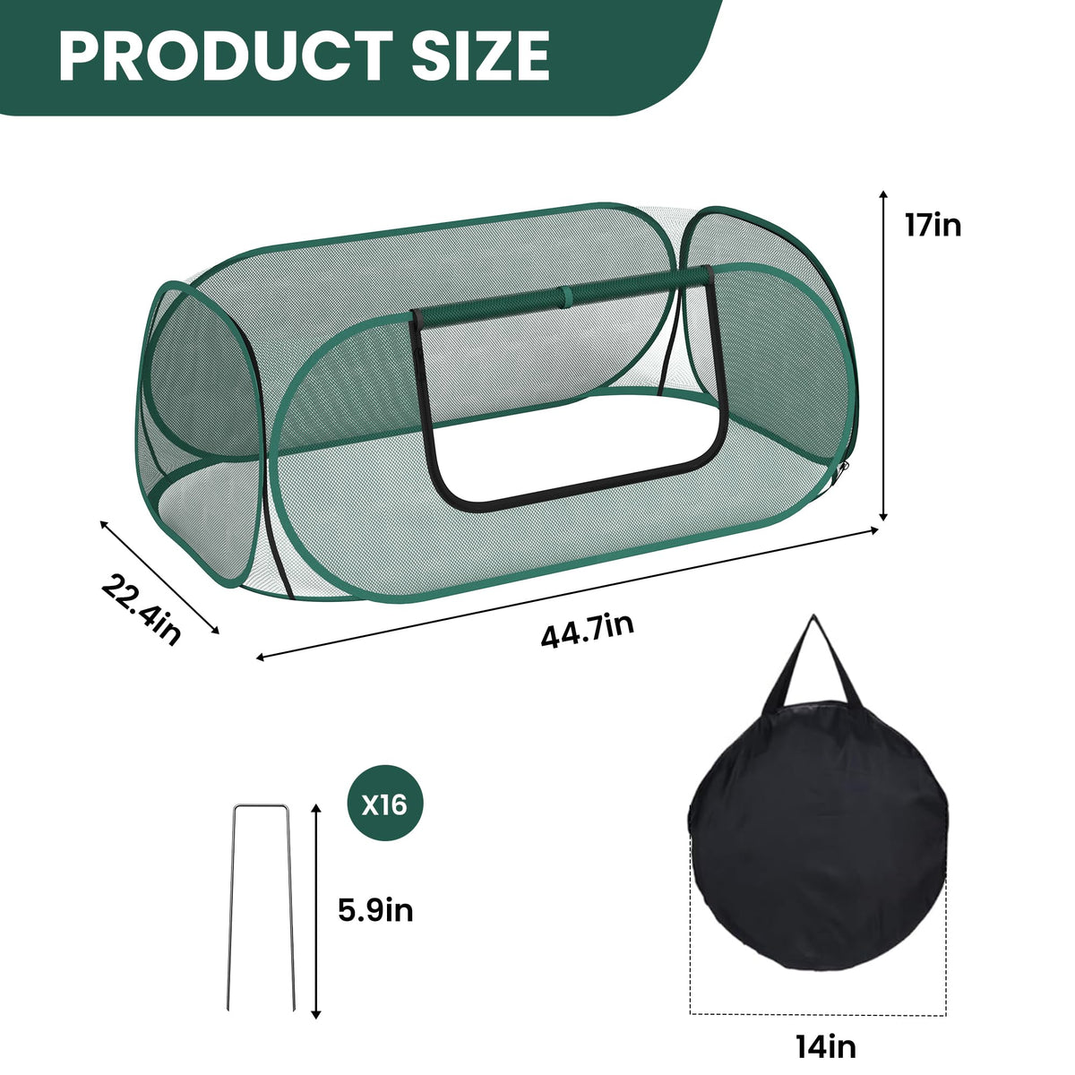 2-Pack Raised Garden Bed Covers, 45" x 22" x 17" Mesh Crop Cage, Pop-Up Plants Cover with 30% Shade Cloth for Seedlings Vegetables Fruits Flowers, Protects Against Birds Animals Pests with 16 Stakes