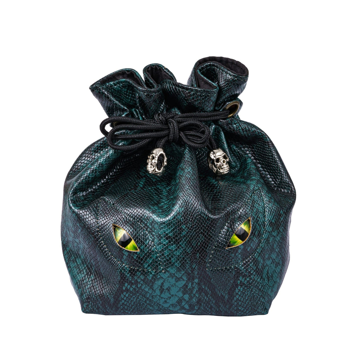 KSNDie Large DND Dice Bag Leather Dice Storage Bag Dark Green D&D Drawstring Pouch with Pockets for RPG Table Games - Can Hold 200+ Polyhedral Dice