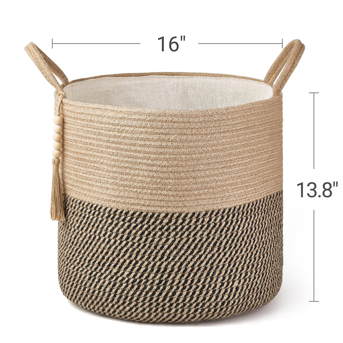 Mkono Woven Storage Basket Decorative Rope Basket and Macrame Hanging Shelves Boho Wall Decor Set of 3