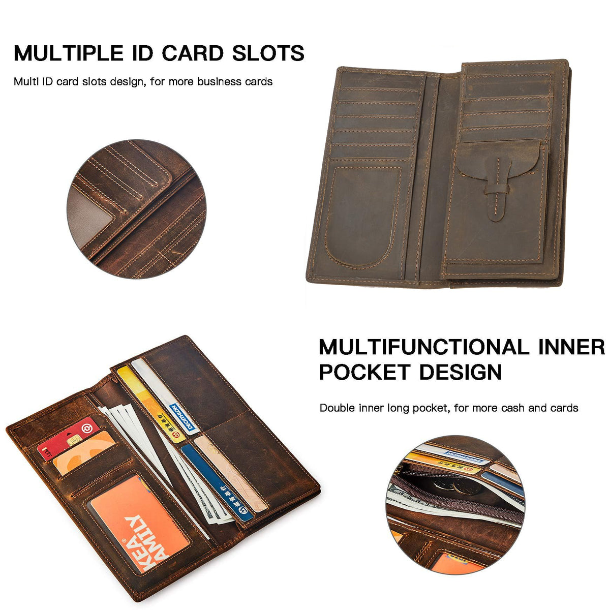 Plinvo Vintage Genuine Leather Wallet for Men, Bifold Slim Design with RFID Blocking and Gift Box (Brown-1)