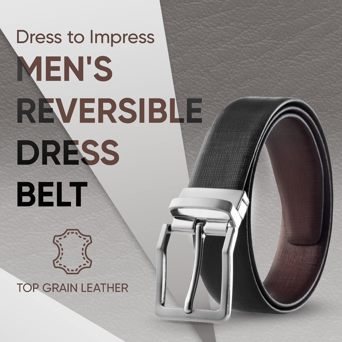 Prospero Comfort - Reversible Belts for Men, Italian Top-Grain Leather Belt for Men, 2-Toned Men’s Belts, Men’s Belt for Casual Wear, 35mm Dress Belt, Criss Cross Brown and Black Belt Men’s Size 40