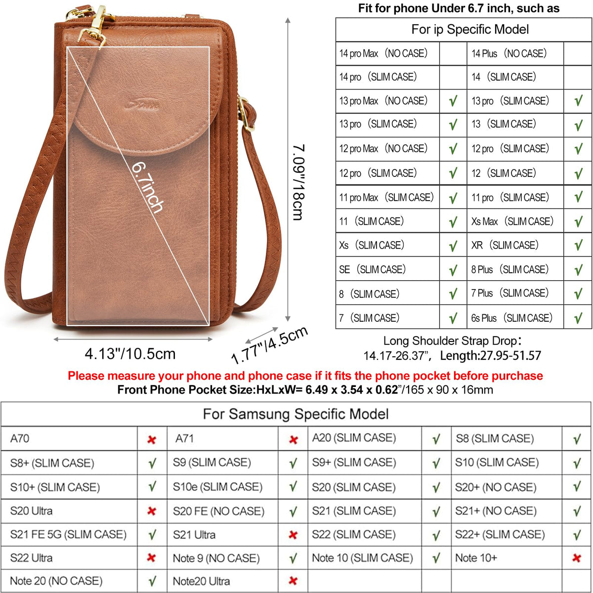 S-ZONE Small Crossbody Bags for Women Cell Phone Purse RFID Blocking Wallet Purses with Credit Card Slots