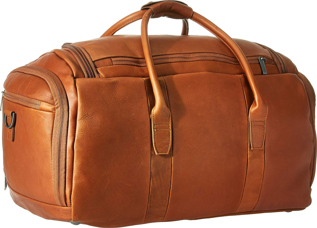 Kenneth Cole REACTION Duff Guy Colombian Leather 20" Single Compartment Top Load Travel Duffel Bag, Cognac