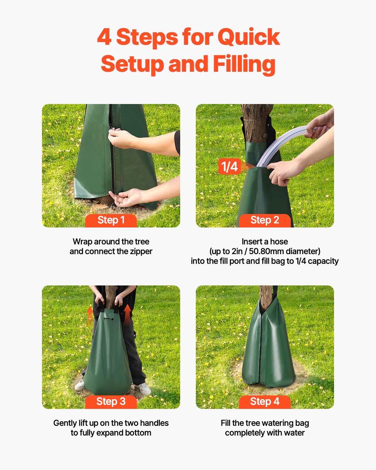 VEVOR 8 Pack 20 Gallons Tree Watering Bag, Slow Release Tree Watering Bag, Reusable Refillable Tree Drip Irrigation Bags with Zipper, Durable Tree Watering System for Deep Root Targeting
