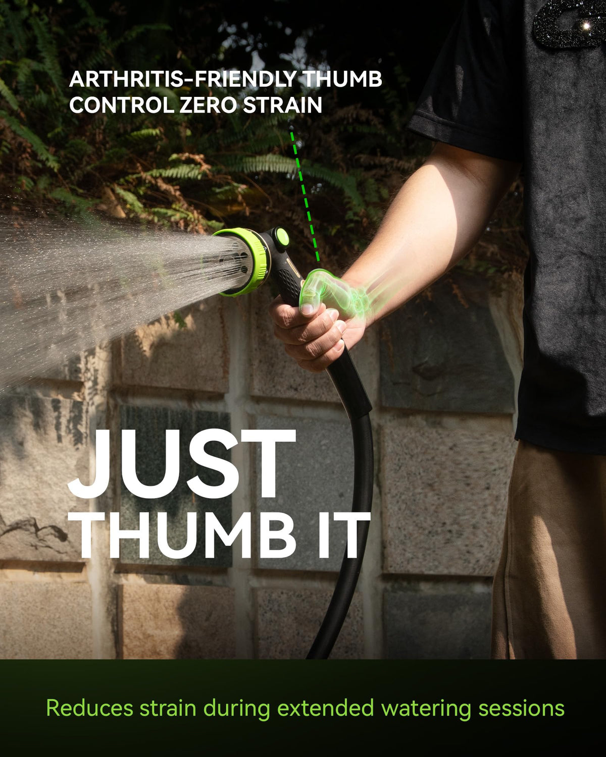 RAINPOINT Hose Sprayer Nozzle Heavy Duty - 8 Spray Patterns Garden Hose Nozzle with Adjustable Flow Control for Watering Plants, Washing Cars,Washing Pets, Thumb Control (Green)