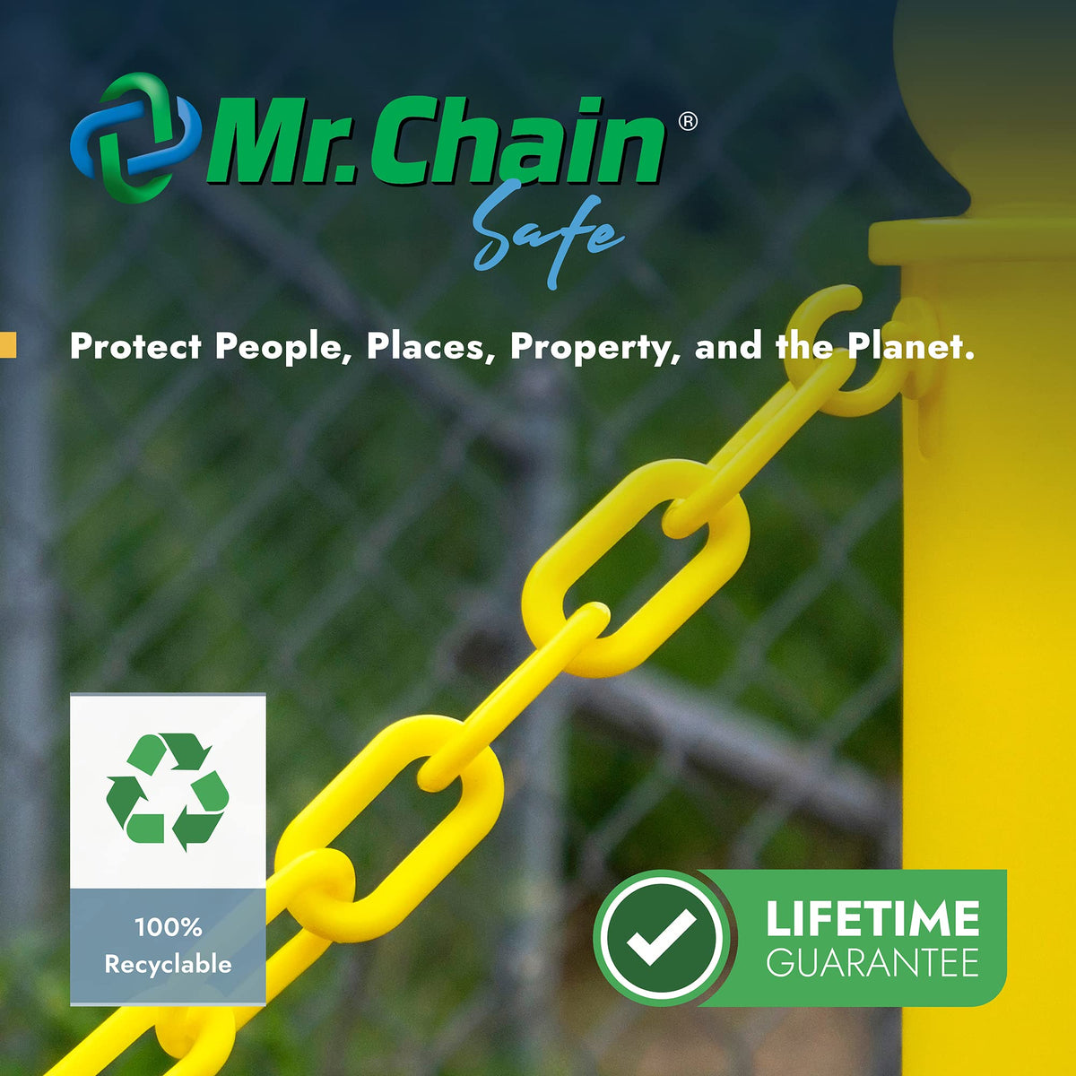 Mr. Chain Plastic Barrier Chain, Magenta, 1.5-Inch Link Diameter, 100-Foot Length (30018-100)
