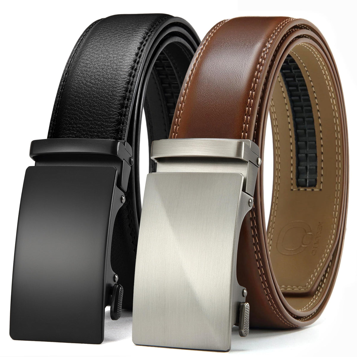 CHAOREN Leather Ratchet Belt Men 2 Pack - Customizable Fit, Effortless Style (35mm)