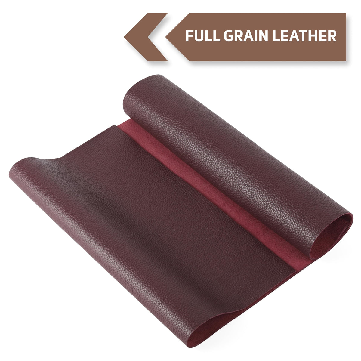 Shkira 24''X12'' Genuine Burgundy Brown Dotted Leather Sheets for Hobby Workshops - Tooling Square - 2.0MM Thick Genuine Top Full Grain Oil Tan - Thick Leather Pieces