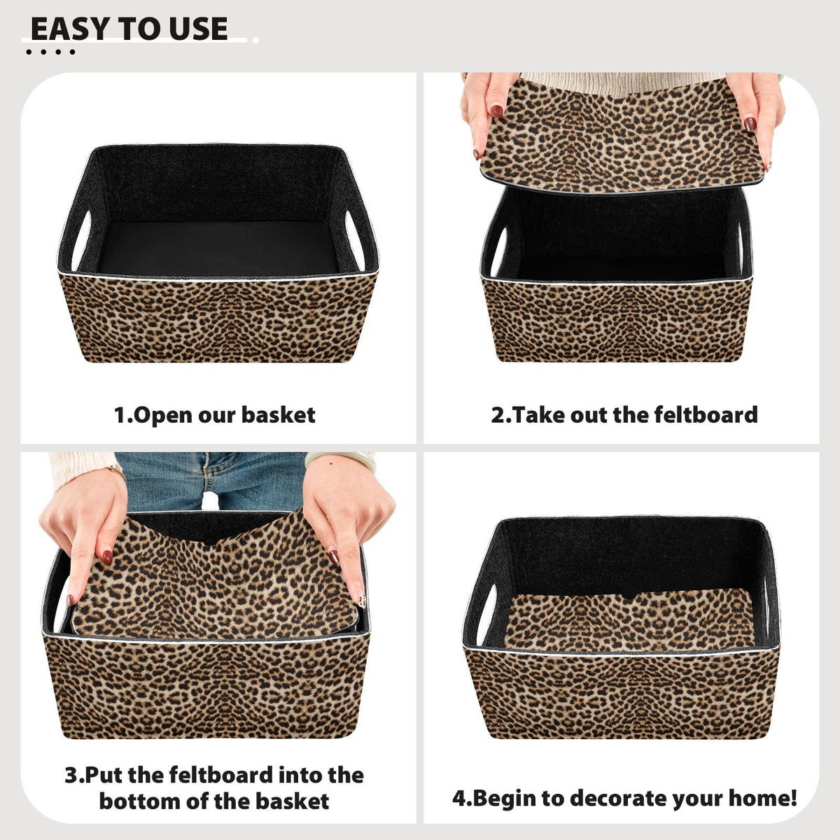 Shelf Basket Storage Toy Baskets Leopard Print Cheetah Pattern Foldable Storage Box for Cosmetic Organizing Decorative Baskets for Shelves,Office,Table,Home