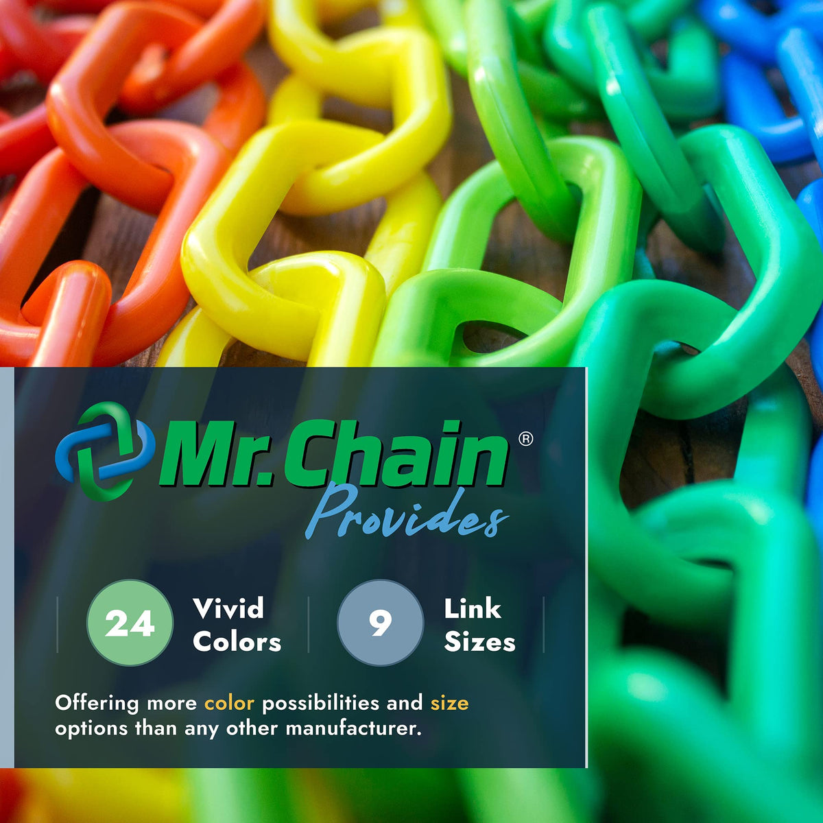 Mr. Chain Plastic Barrier Chain, Khaki Gold, 1.5-Inch Link Diameter, 25-Foot Length (30007-25)