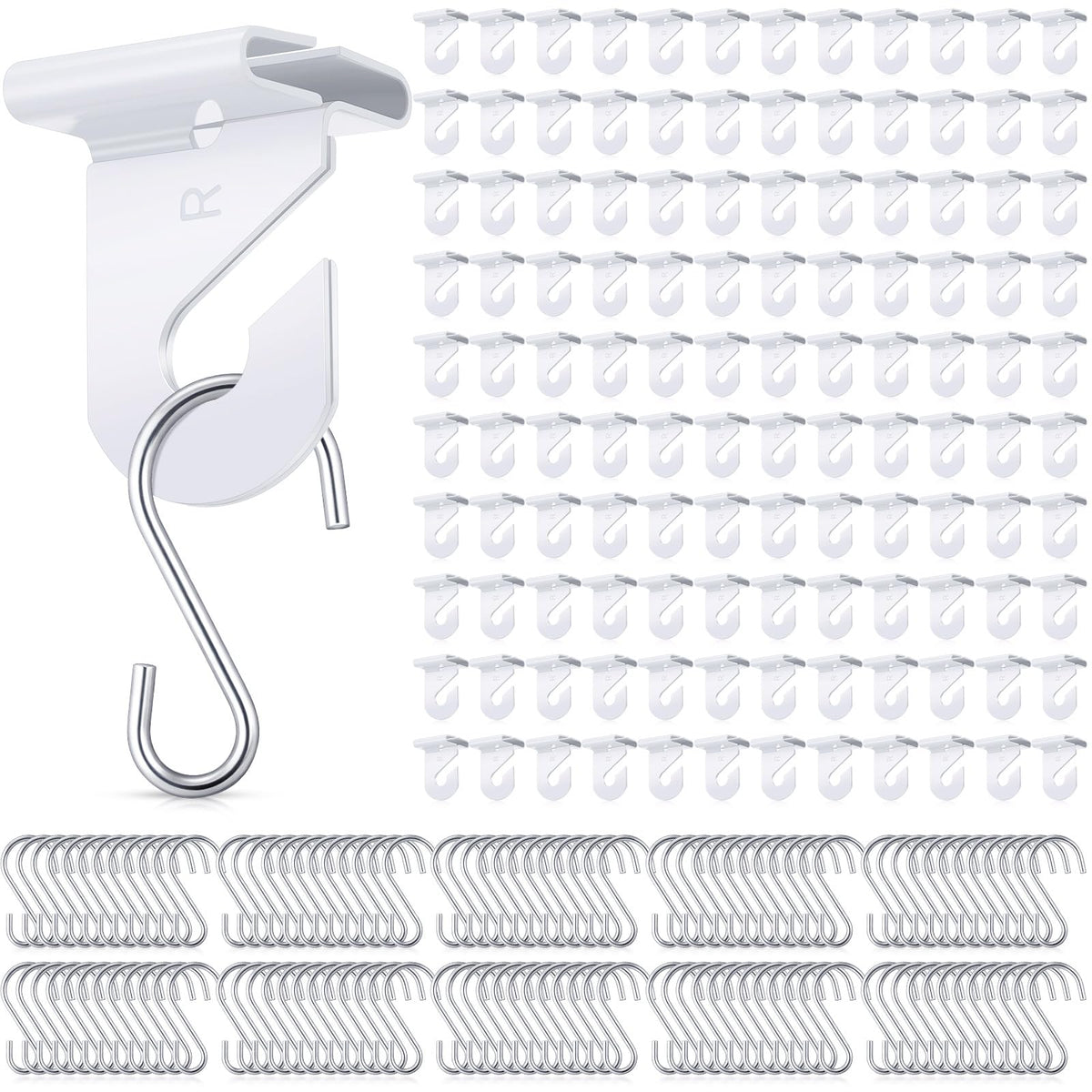 Outus 240 Packs Drop Ceiling Hooks for Hanging Ornament Classrooms & Offices, White Heavy Duty Ceiling Hooks Tile Metal Hangers for Hanging Plants Home, and Wedding Decorations Supplies