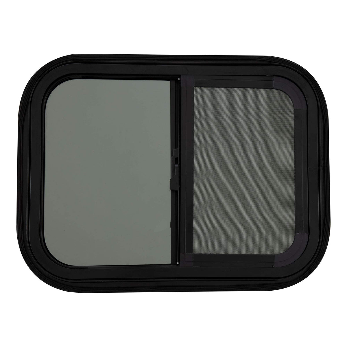 RecPro RV Window Replacement | Teardrop Style | 20inW x 15inH | Horizontal Sliding | Black | Model RP-WIN