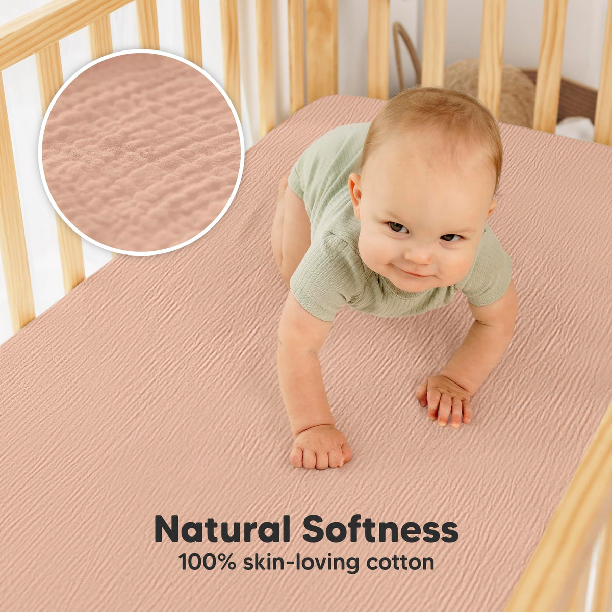 KeaBabies 2-Pack Muslin Crib Sheets for Boys, Girls - 100% Organic Cotton Fitted Baby Crib Mattress Sheet, Soft Breathable Standard Toddler Bed Cover Bedding Set, Neutral, Durable 52x28 (Russet)