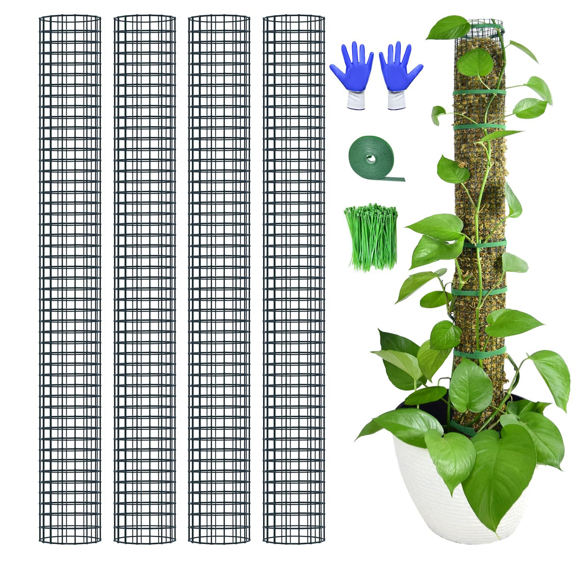 HOLANHING 4 Pack Metal Moss Pole, 40" Moss Poles for Plants Monstera, Stackable Sphagnum Moss Pole for Plants Work with Sphagnum Moss(4 Pack 40")