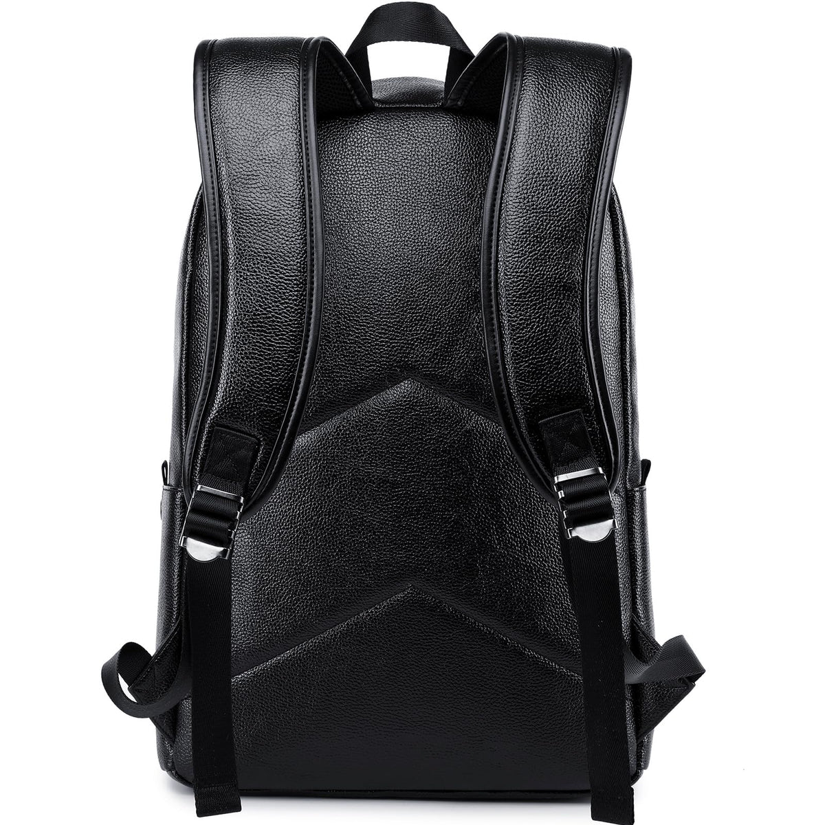 weiatas Black Leather Laptop Backpack for Men Women Work Travel, College School Backpack Casual Daypack fits 15.6 Inch