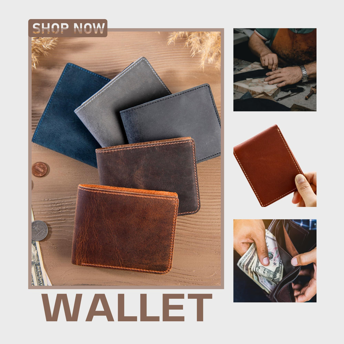 Personalized Leather Wallet for Men – Engraved Name Initial, Custom Monogram in 5 Colors & 6 Designs – Ideal Gift for Husband, Dad, Boyfriend, Wedding, Anniversary, Birthday, Valentines Day Gifts