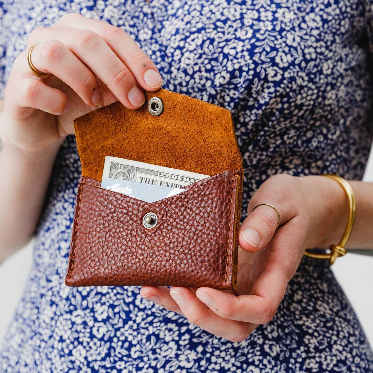 Portland Leather Goods Mini Envelope Wallet for Women – Handmade from the Finest Full-Grain Hides – Features Two Interior Pockets with Secure Snap Closure – Nutmeg