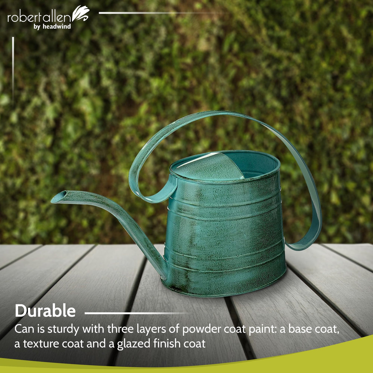 Robert Allen MPT01505 Danbury Metal Watering Can, Surf Light Blue