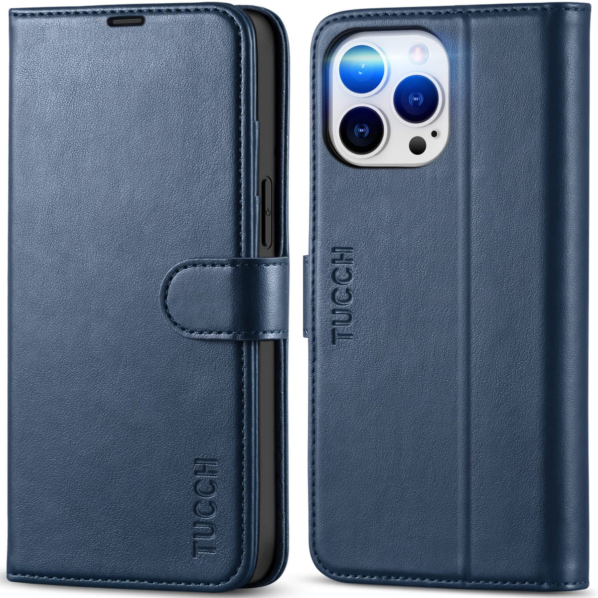 TUCCH Case for iPhone 14 Pro Max Case Wallet, [TPU Shockproof Inner Shell], PU Leather [RFID Blocking] 4 Card Holder Magnetic Stand Protective Cover Compatible with iPhone 14 Pro Max 6.7", Dark Blue
