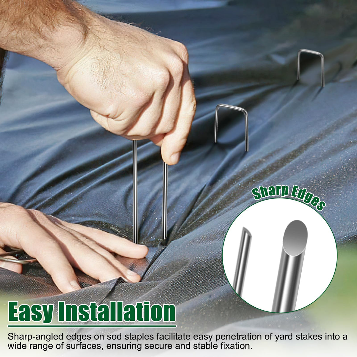 12 Inch Galvanized Landscape Staples Stakes, 25/50/100/200/12pcs Garden Metal Stakes for Weed Barrier Fabric, Fence Stakes, Tent Stakes, Christmas Decorations (12pcs)