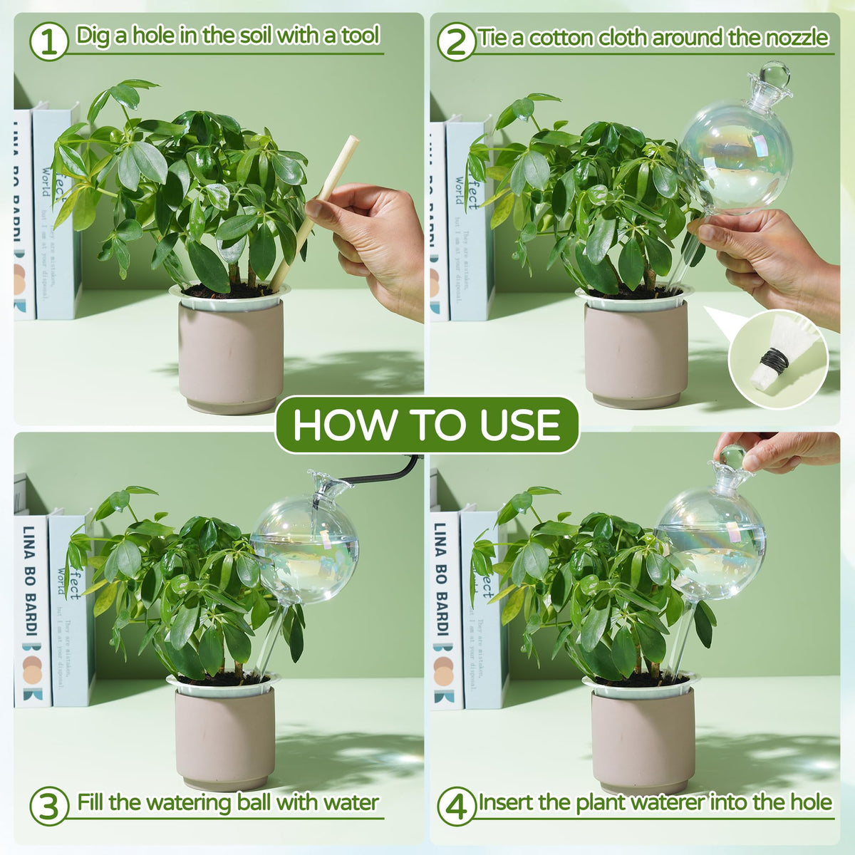 17 oz 2 Weeks Extra Large Plant Watering Globes, Iridescent Glass Self Watering Globes, Self Watering Planter Insert, Plant Watering Devices, Automatic Watering Bulbs for Daily Use (Large 2-Pack)