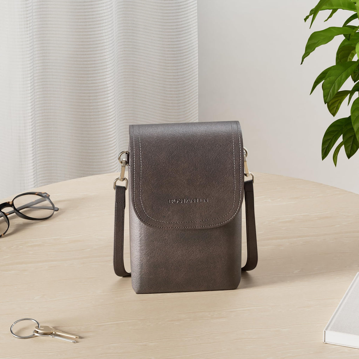 BOSTANTEN Vegan Leather Small Crossbody Bags for Women Designer Cell Phone Bag Wallet Purses Adjustable Strap Retro Coffee