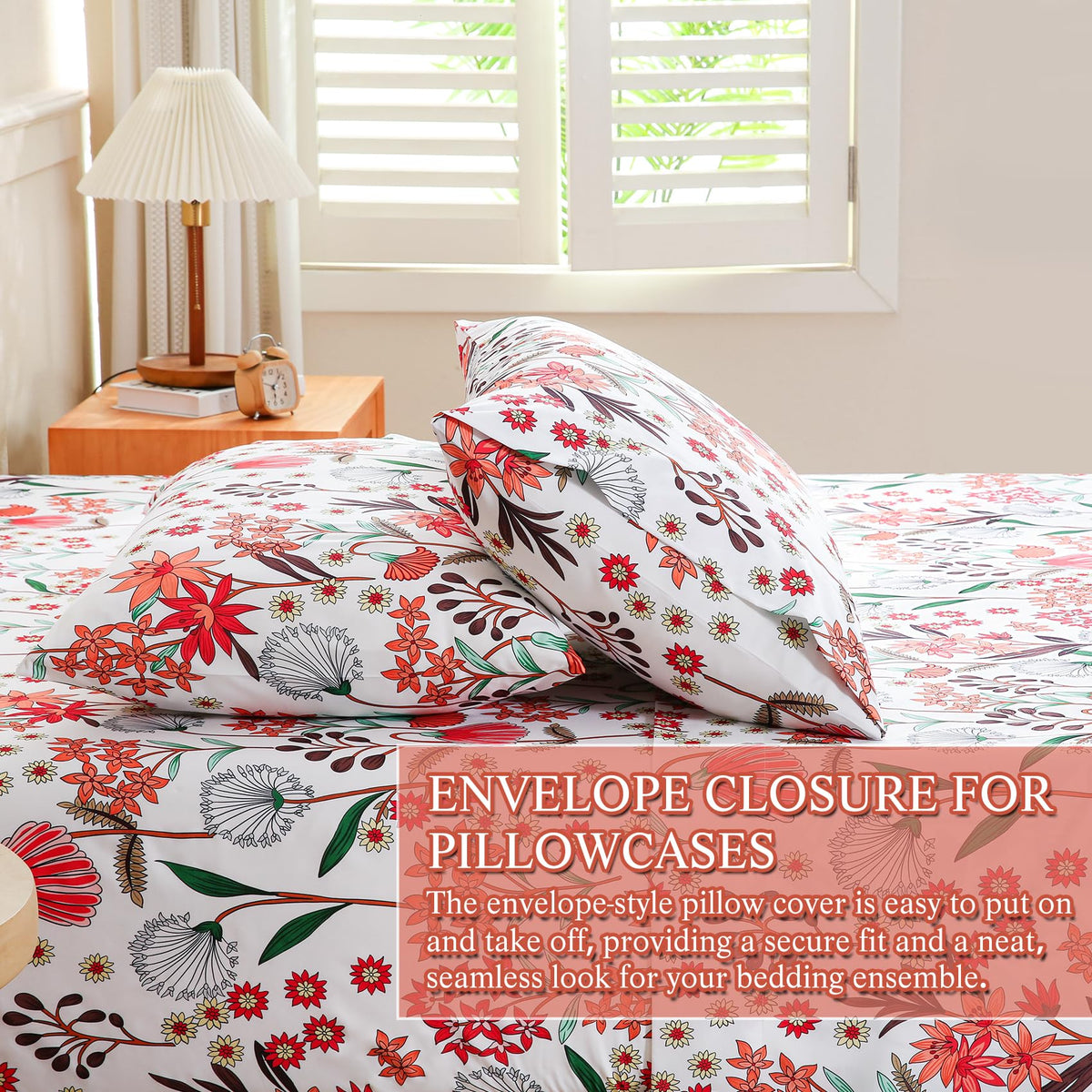 CIMVI Fashion Flower Sheet Set Queen Size 4 Pieces Floral Bedding and Pillowcases 15 inch Deep Pocket Fitted Sheets Soft Breathable Bed Sets Woman Adults Decor Bedroom