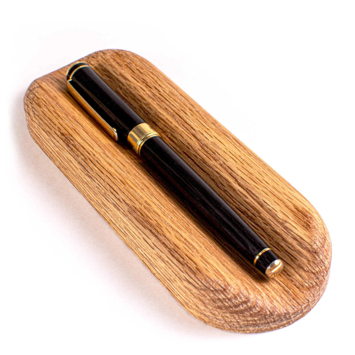 Vorovale Solid Oak Single Pen Tray, Minimalist Desk Organizer, Natural Wood, Handcrafted, Precision Angled Channel