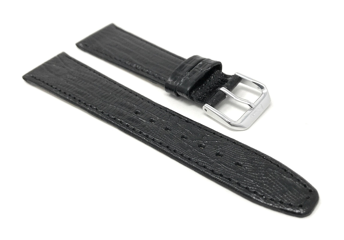 Bandini 10mm Womens Italian Leather Watch Band Strap - Black - Lizard Pattern - Slim