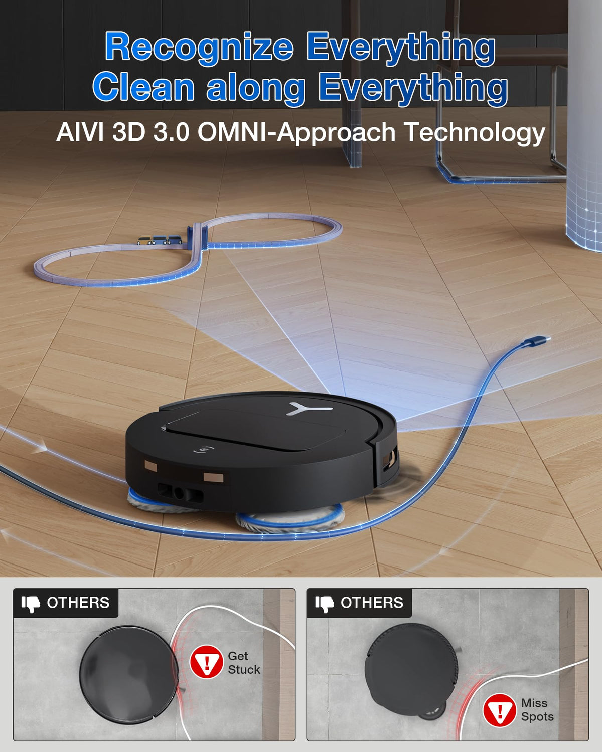 ECOVACS DEEBOT T50 Omni Robot Vacuum & Mop, 15,000Pa Suction, 3.19" Ultra-Slim, ZeroTangle 2.0, TruEdge Cleaning, AIVI 3D Navigation, Self-Emptying & Auto Mop Wash/Dry