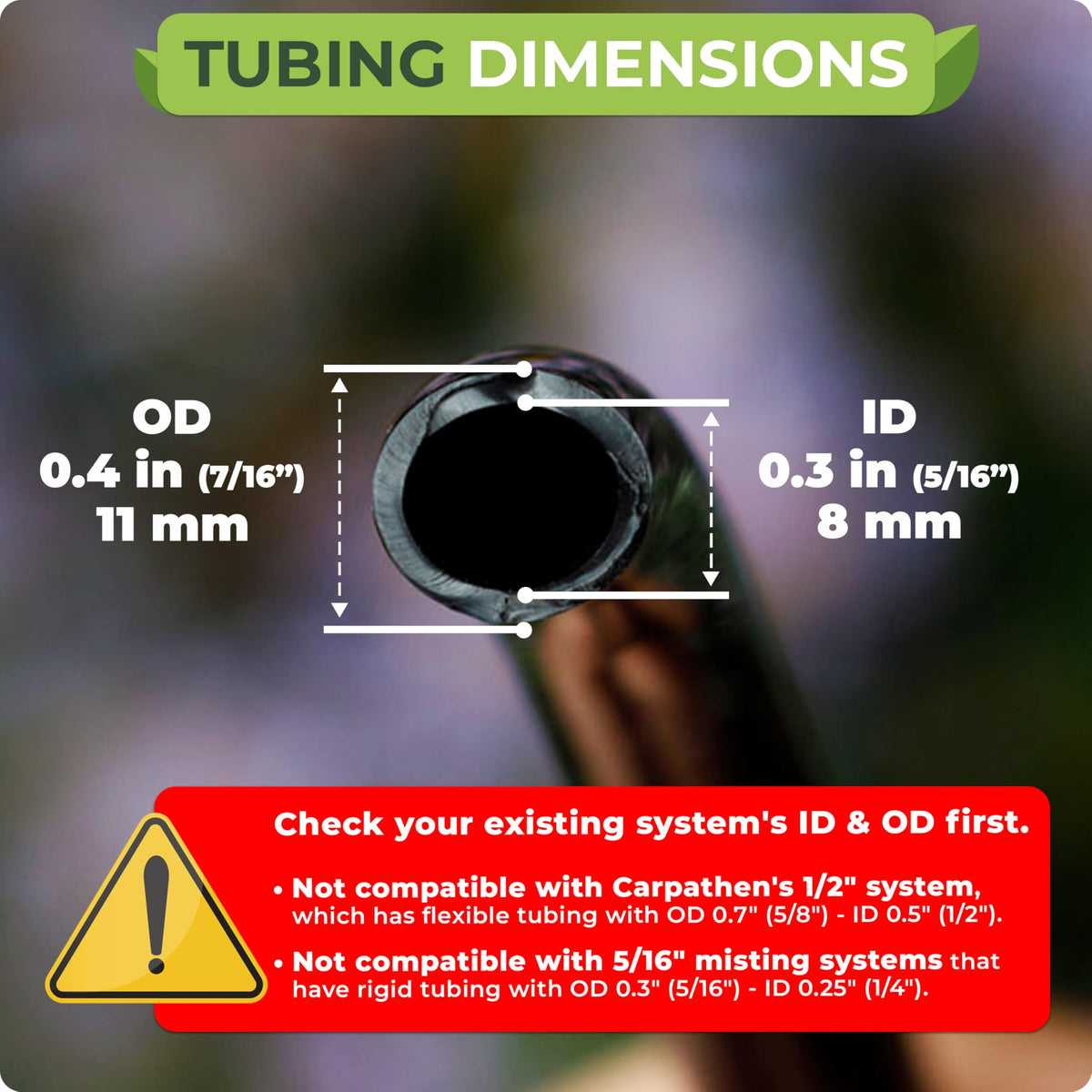 CARPATHEN 100ft Drip Irrigation Tubing - Mainline - (5/16" ID - 7/16" OD) Black PVC Water Line