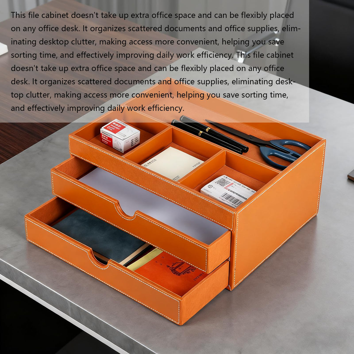 SYRWDXTX Household Multifunctional Desktop Storage Cabinet, Drawers and Four Separate Organizers, Watch box Four divider Storage Box on the Bedside Table in the Room (brown)