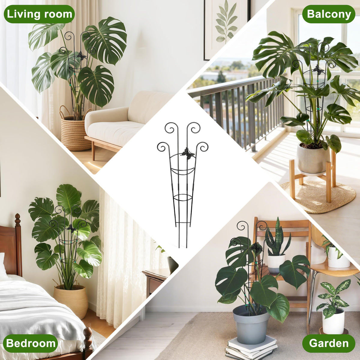 Coomin 32.6in Monstera Plant Support for Indoor Plants, 4P Trellis for Climbing Plants Indoor, Plant Climber Stakes for Potted Plants