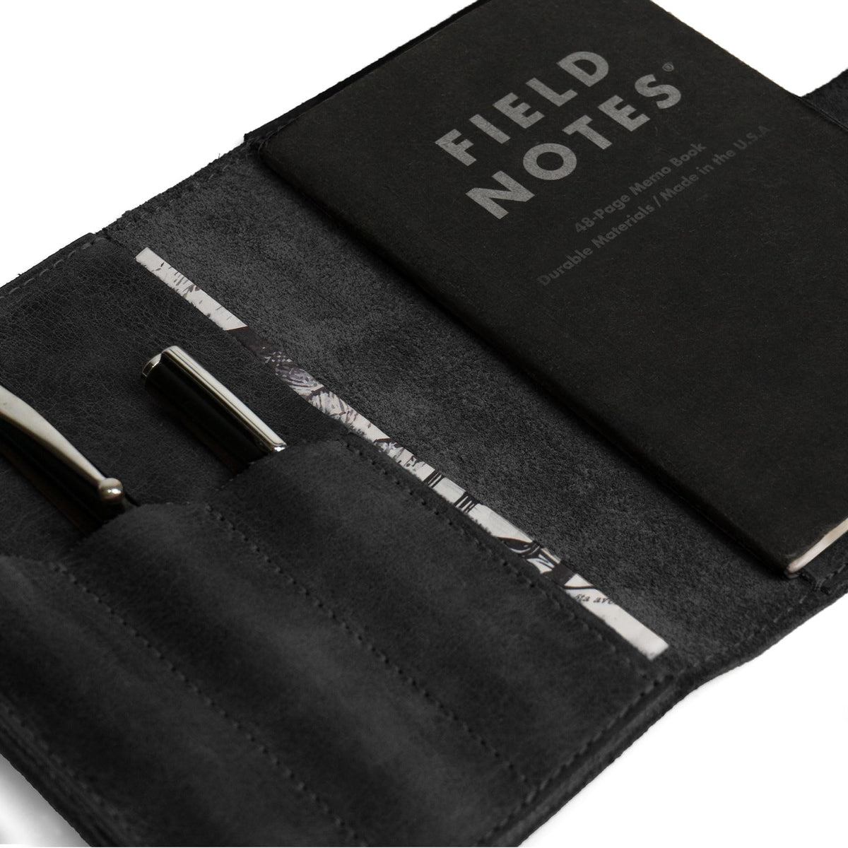 Leather Worx, Rustic Cover for Field Notes (3.5 x 5.5 in. Notebook not Included) with Pen Slots, Protective Storage for Journal, Full Grain Leather, Handmade (Charcoal Black)