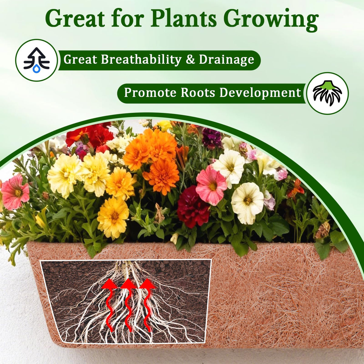 Halatool 2 Pack 48 Inch Window Box Liners Pre-Formed Coconut Fiber Planter Liner 100% Natural Coco Fiber Liners for Planters Hanging Basket Balcony Railing and Porch