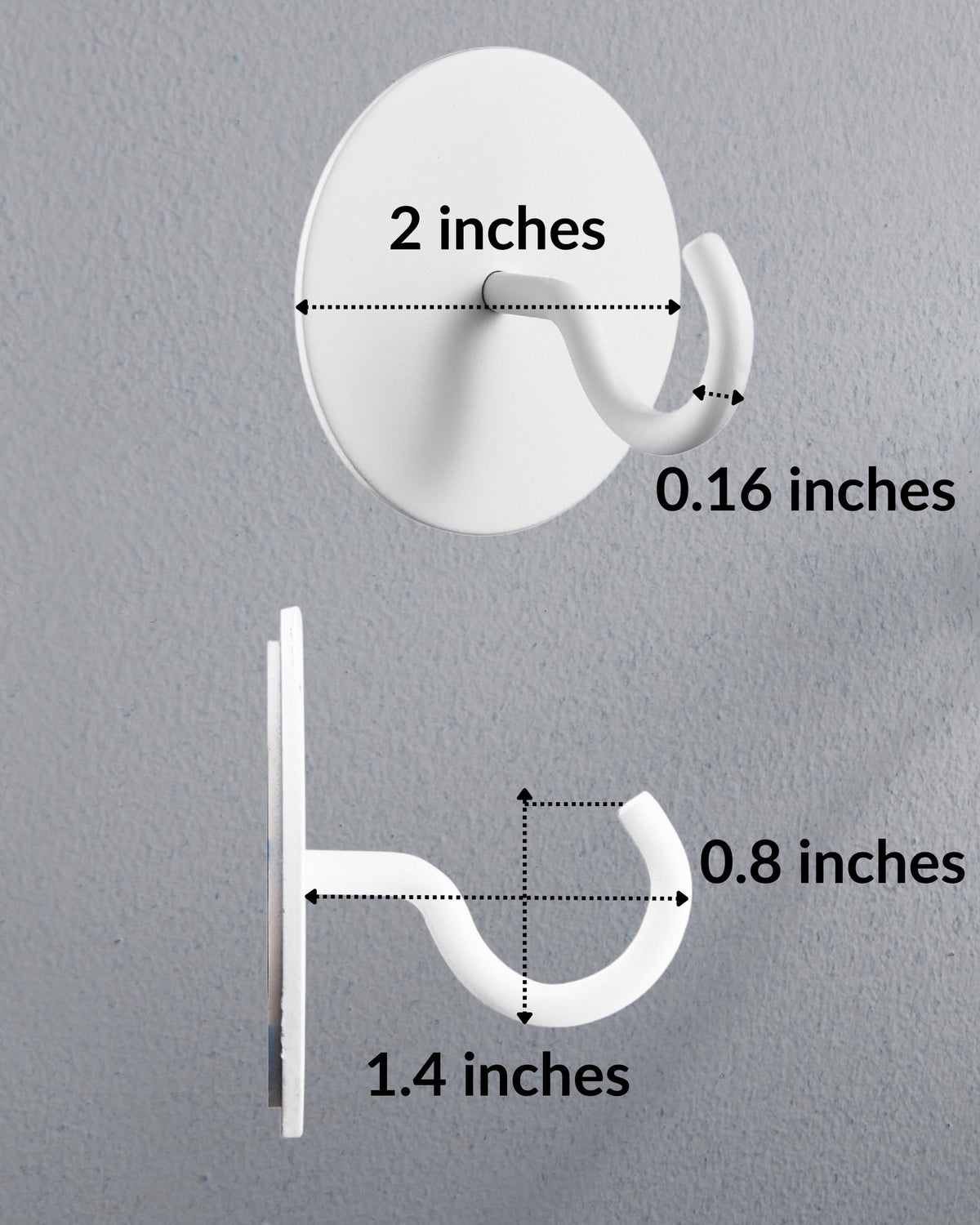 DEKAZIA® Set of 4 Self-Adhesive Ceiling Hooks White - Extra Strong Round Hooks for Ceiling & Wall